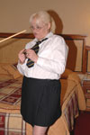 Housewife schoolgirl waiting for the cane